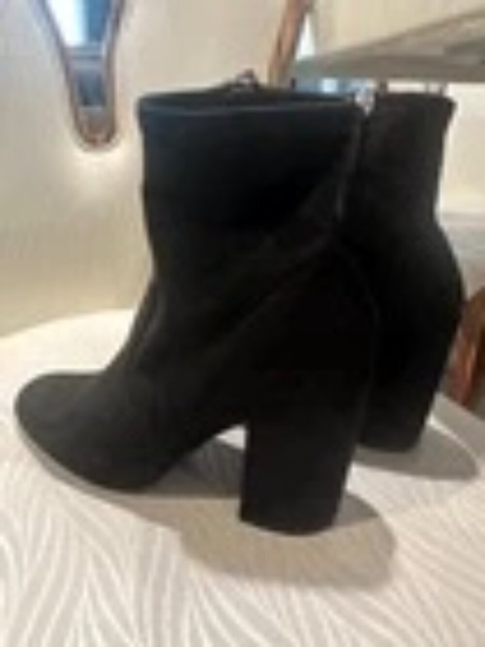 Steve Madden Gaze Black Fabric Microsuede Heel Booties Size; 6.5